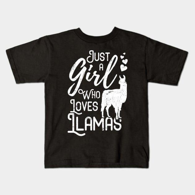 Just a Girl Who Loves Llamas Kids T-Shirt by themerchnetwork